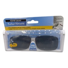 Foster Grant Solar Shield Polarized Clip On Sunglasses 58 Rec 19 Gray Metal