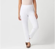 Susan Graver Weekend Premium Stretch Slim-Leg Pants-White-XL-NEW-A350175
