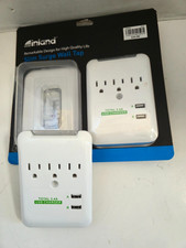 Inland 2-Pack 3 Outlet Slim Surge Wall Tap 2 Usb Ports