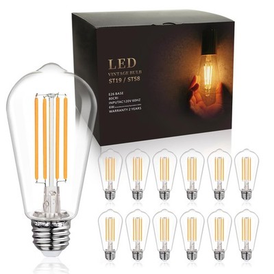 St58/st19 Vintage Led Edison Bulbs Neutral White 4000k 6w Equivalent 60w Led Fil