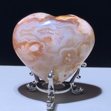 188g Natural sakura agate love heart crystal hand-polished reiki healing