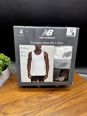 Men s New Balance Everyday Cotton Rib A-Shirts Tank 4 Pk MED Multi