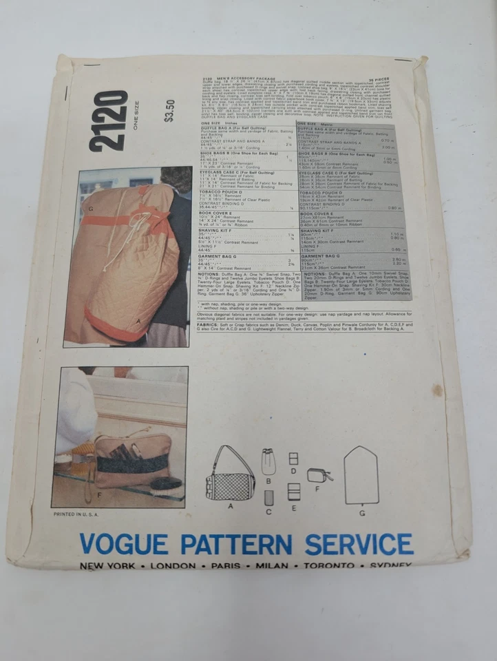 3 Vintage Vogue Sewing Pattern Duffle Bag School Bus Kids Poodle Purse 70s - Image 3 of 4