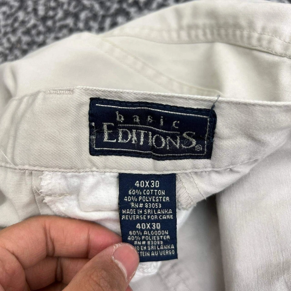 Basic Editions Pants Men 40x30 Beige Chino Straight Leg Pleated Outdoor Adult - Image 3 of 4