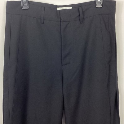 Vuja De 008 Gala Pleated Trousers Black Zipper At Hem Wool Blend
