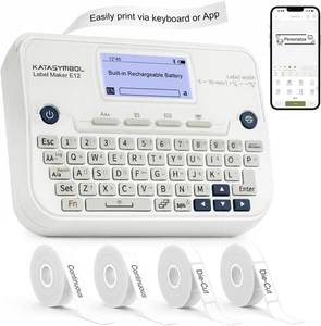 SUPVAN E12 Machine Bluetooth Label Maker avec 4 Rubans, clavier de soutien & App wi