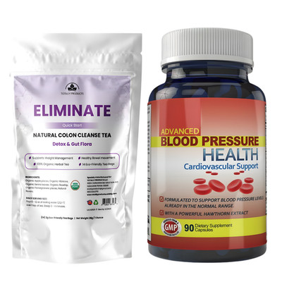 Organic Tea Colon Cleanse Gut Support & Blood Pressure Heart Health 90 Capsules