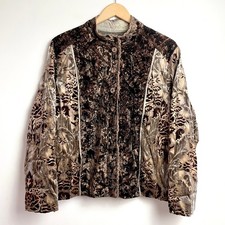 Vintage Chicos Velvet Burnout Whimsigoth Jacket Brown Sz 3 Large 90s Y2K Damask