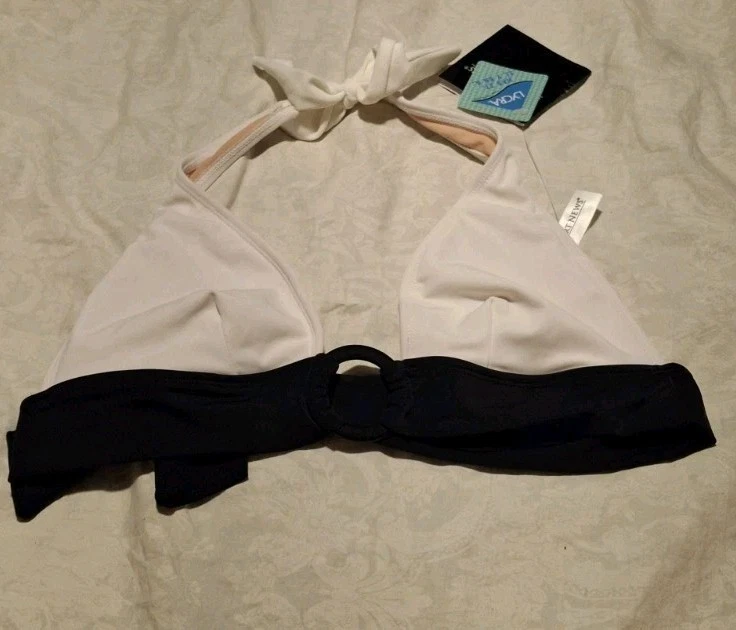 Traje de baño Newport News vintage blanco y negro halter 2 piezas NUEVO talla 6  Foto 2 de 4
