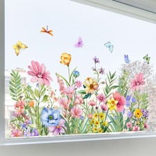 Fade Resistant Floral Window Stickers for Spring Summer Home Decoration