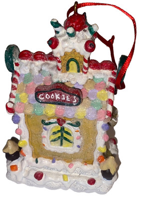 Gingerbread House Christmas Ornament Cookies Candy Glitter Holiday Decor