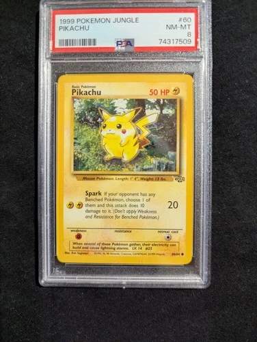 1999 Pokémon TCG Pikachu Jungle Card 60/64 Unlimited PSA 8
