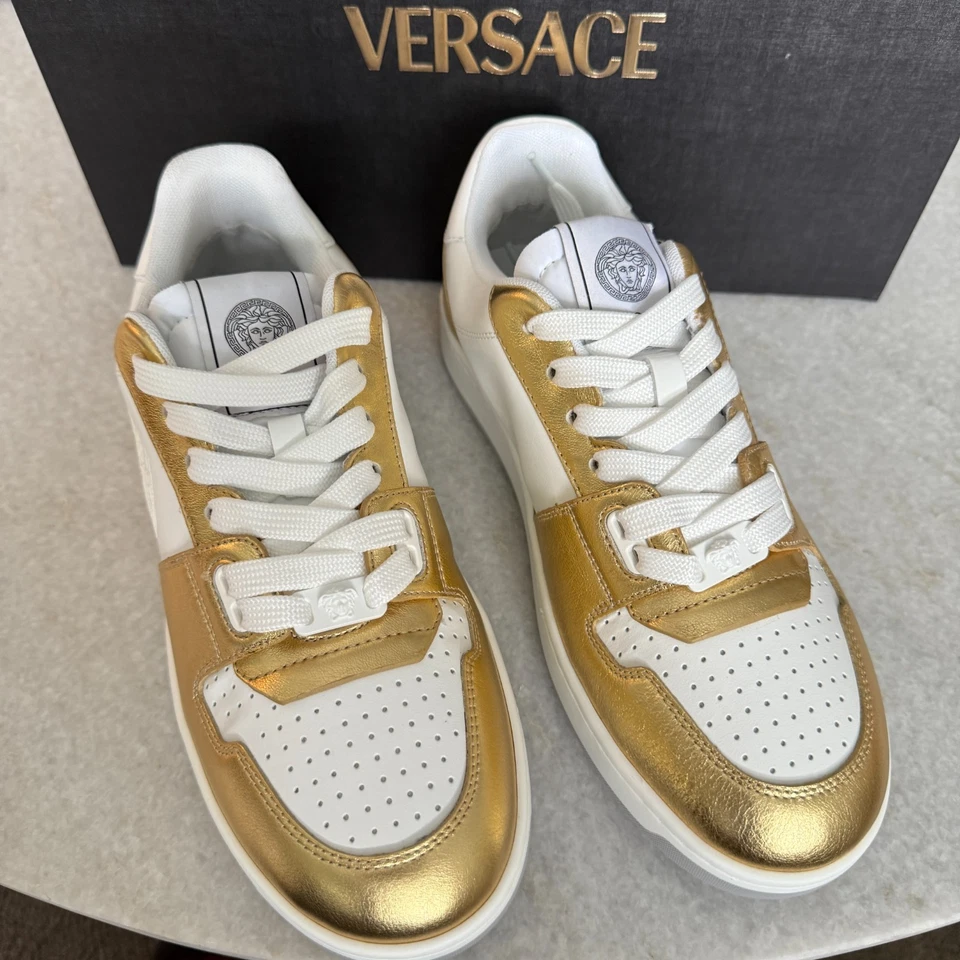 Versace Medusa Gold/White Leather Women's Sneaker Shoe, 1014316, multiple sizes - Image 3 of 4