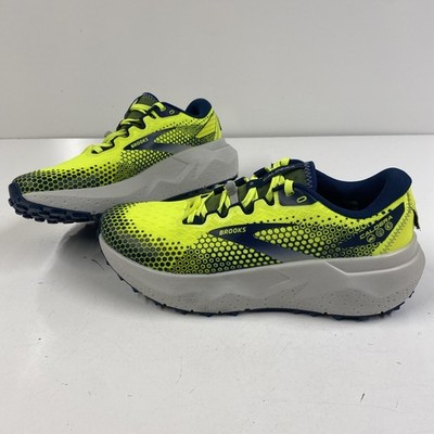 BROOKS size 10 Caldera 6 Mens Trail Running Shoes 1103791D756 Yellow Navy Blue