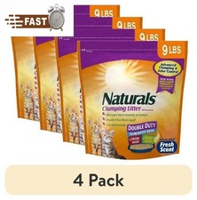 Clumping Cat Litter, Corn Fiber, Odor Control, Fresh Scent,9 lbs,4 pack