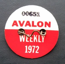 1972 AVALON  NEW  JERSEY  BEACH   BADGE/TAG.  53  YEARS  OLD