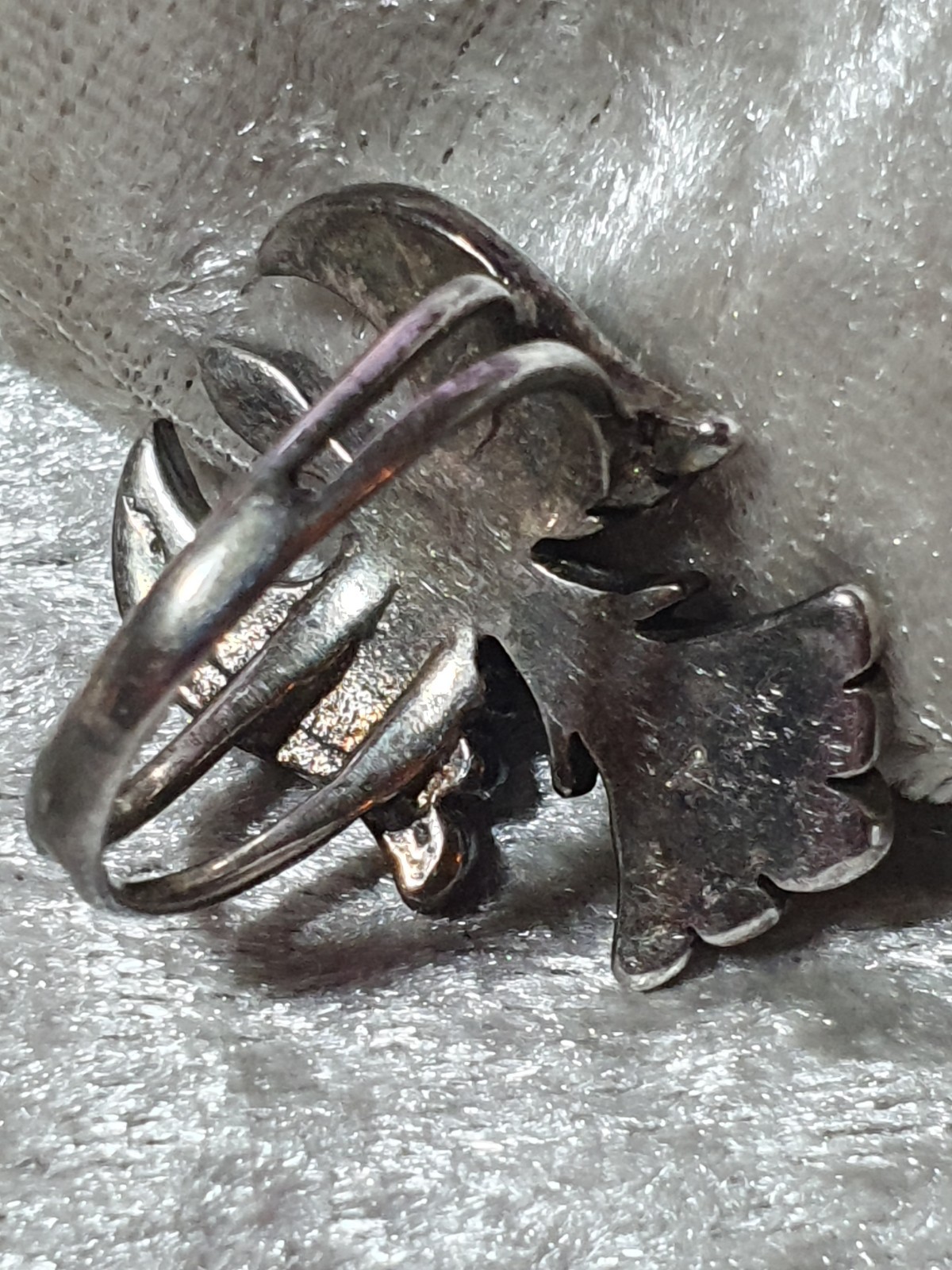 Native American Silver Turqoise Eagle Ring Unmark… - image 4
