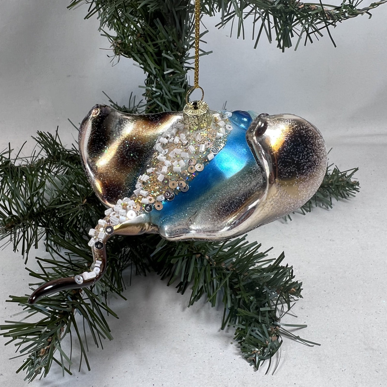 Kurt Adler Stingray Glass Ornament Sea creature Coastal Nautical Christmas 5"