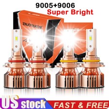 9005 9006 LED Headlight Kit 10000K Combo Bulbs High Low Beam Super Bright White