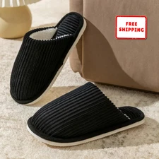 Men’s Fluffy Winter Slippers Indoor Fuzzy Warm Plush Shoes Non Slip Home Bedroom