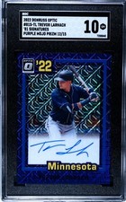 2022 Donruss Optic Trevor Larnach PURPLE MOJO PRIZM /15 AUTO SGC 10 GEM MINT