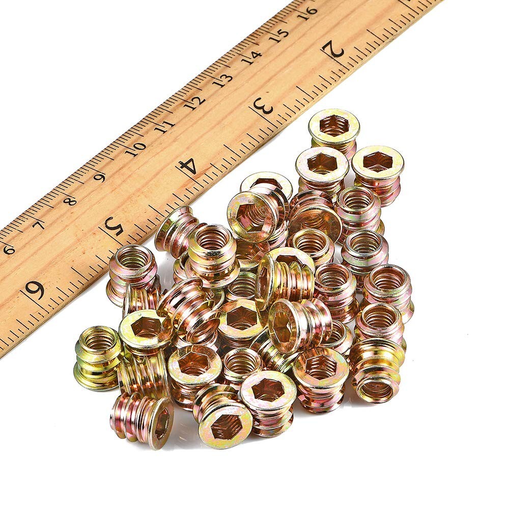 80 Pieces 1/4"20 Wood Inserts Bolt Furniture Screw in Nut Threaded