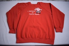 Vintage 80s I Believe In Santa Claus Sweatshirt Adult Size Large Red USA Made