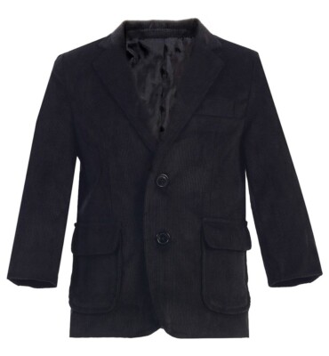 Toddler Boys Corduroy Blazer Suit Jacket Elbow Patches Little Kids Big Boy Black
