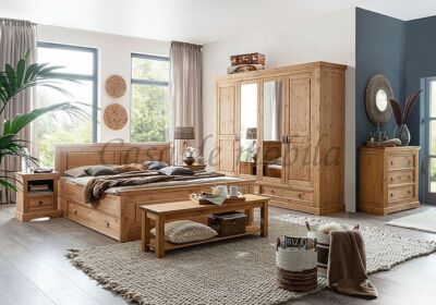 Massivholz Schlafzimmer Set 7teilig Komplett Kiefer Massiv Gelaugt Geolt Ebay