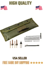 12 Piece Rifle Cleaning Tools Kit w/ Flexible Rod Brushes Pouch, AW11966