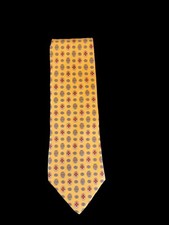 Brittany House London 100 Silk Red Geometric Print Necktie 58.5  X 4  Made USA