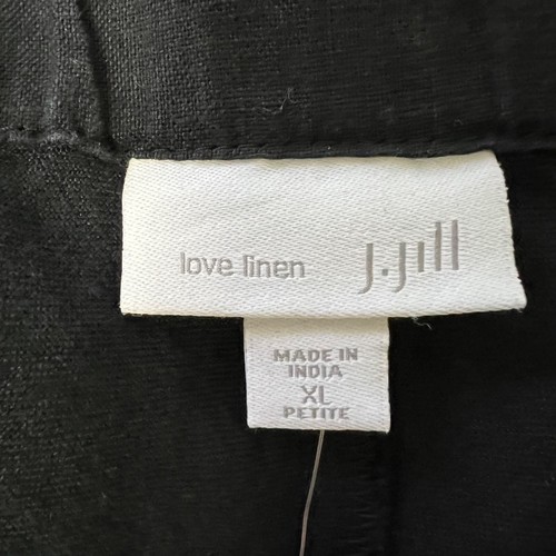 J Jill Womens Petite Linen A Line Midi Skirt Black Pockets Side Zip size XL - Picture 6 of 10