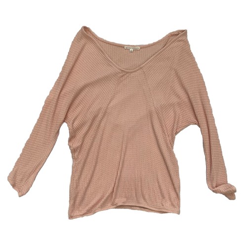 Anthropologie Sweater Women Pure+Good L Pink Waffle Knit V-neck Lightweight - Picture 6 of 13