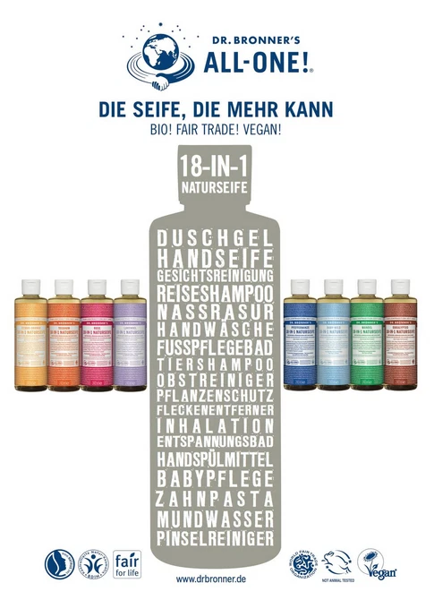 Dr. Bronners Naturseife Flüssigseife - 8 Sorten - 60 / 240 / 475 oder 945ml Bio - Bild 2 von 2