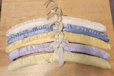 5 VTG Padded Satin Clothes Hangers Lot NICE 
