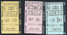 LOT OF 3 WIN PLACE & SHOW HORSE RACING TOTE TICKETS FROM PLAYFAIR RACE COURSE!