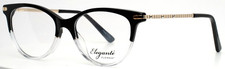 ELEGANTE EL49 Black Crystal Womens Semi Cat Eye Eyeglasses 51-17-135 B:40