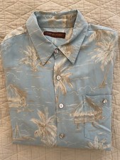 TORI RICHARD made in USA Palm Tree Print Short Sleeve Viscose Shirt Size L