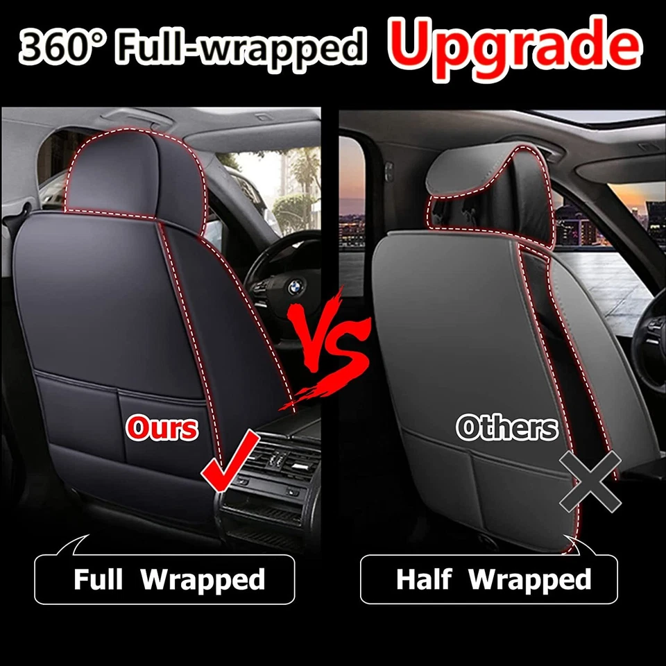 For Hyundai Sonata 2004-2014 Luxury 5-Seat Covers Front&Rear Cushion PU Leather - Imagem 4 de 4