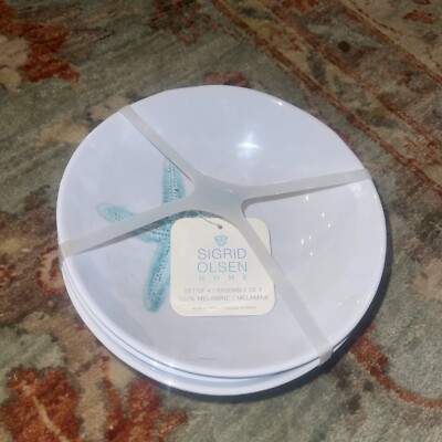 Sigrid Olsen Sea Life Starfish Beach Melamine Salad Cereal Bowls Set of 4 7.5 