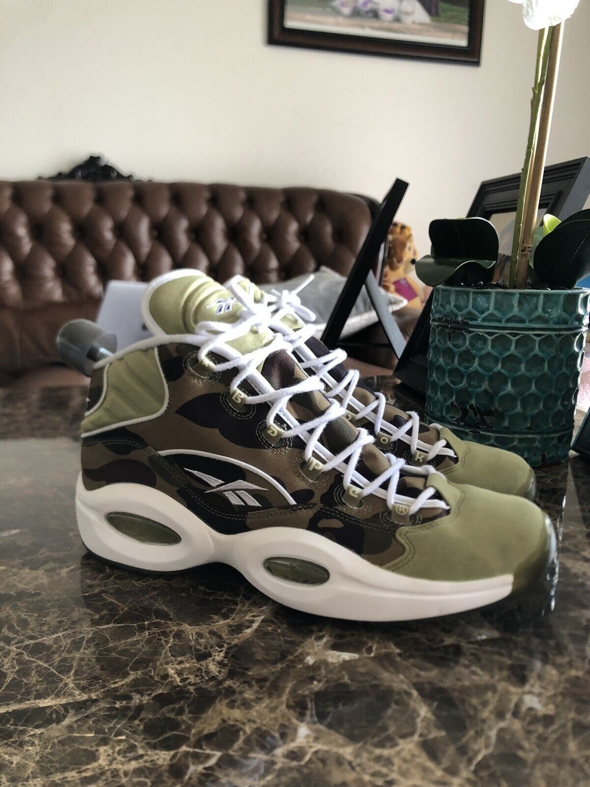 2016 Men's BAPE x Reebok Question x Mita Sneakers Mid Camo BD4232 Size 13.5