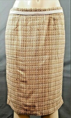 New York & Company Brown Plaid A LINE SKIRT Slit Womens SIZE 10