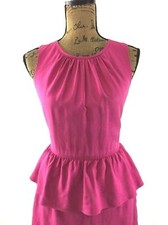 NWOT Trina Turk Dress 6 Pink Peplum Sheath Pleat Sleeveless Tencel