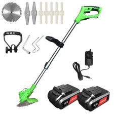 21V Electric Cordless Grass Trimmer Strimmer Garden Edger Cutter with 2 Battery