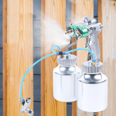 Handheld Automatic Polyurethane Spray Gun Foam Sprayer Double Head+2*1L Tank New