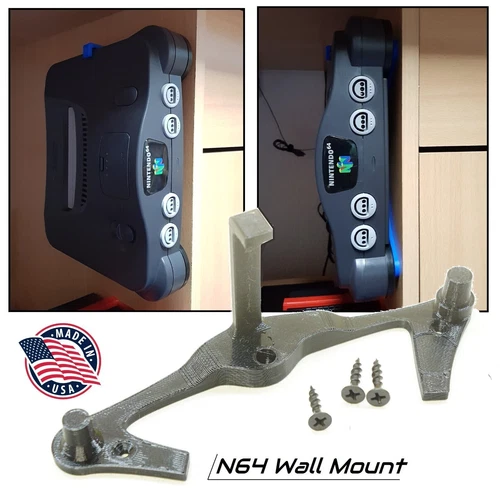 Wall Mount Bracket Holder for vintage Nintendo N64 Console Display