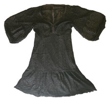 Nanette Lepore Women's Black Lace Romantic Balloon Sleeve Dress MSRP $168