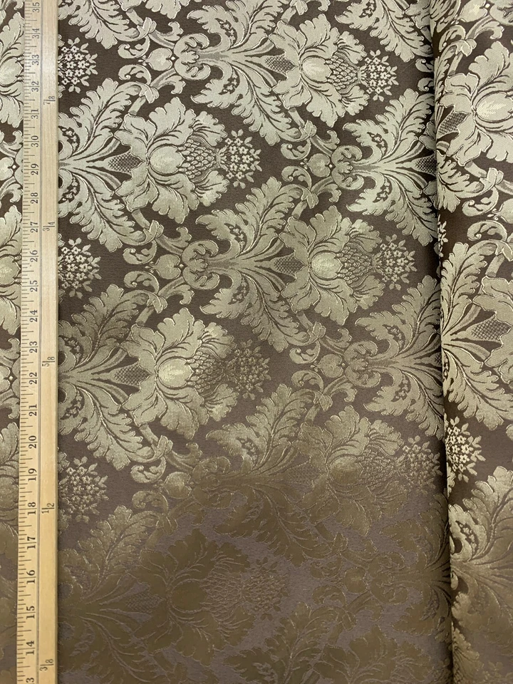 Tela Floral Brocado Flor Damasco ORO MARRÓN (110 pulg.) Vendido por Foto 4 de 4