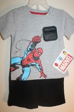 NWT Marvel Spiderman Infant Toddler Boy Shirt Short Set 2 Piece Outfit