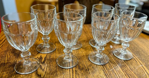 Set of (8) Libbey Duratuff Gibraltar Clear Glass Stemware Water Wine Goblets 7" - Picture 2 of 8